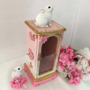 Vintage Wood Jewelry Box Refinished Upcycled Pink